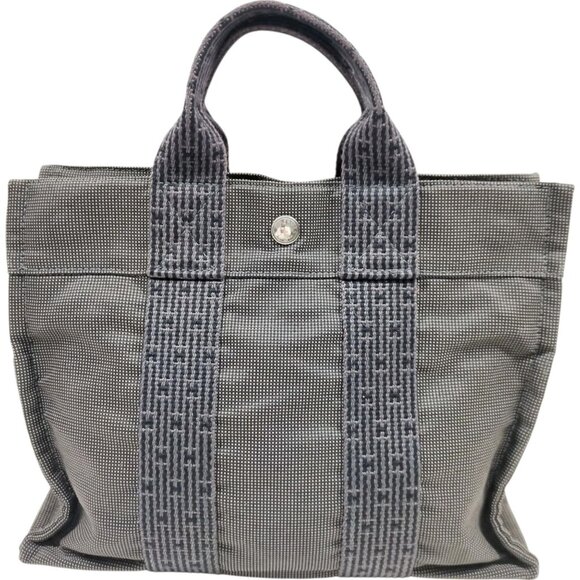 460223BU (L3) Hermes Tote Bag Black Canvas - Picture 1 of 9